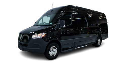 Finest Transportation black Mercedes-Benz Sprinter 3500 luxury van for group and executive travel in Charlotte, NC