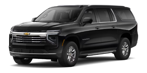 Finest Transportation 2025 black Chevrolet Suburban LT luxury SUV for executive and private travel in Charlotte, NC